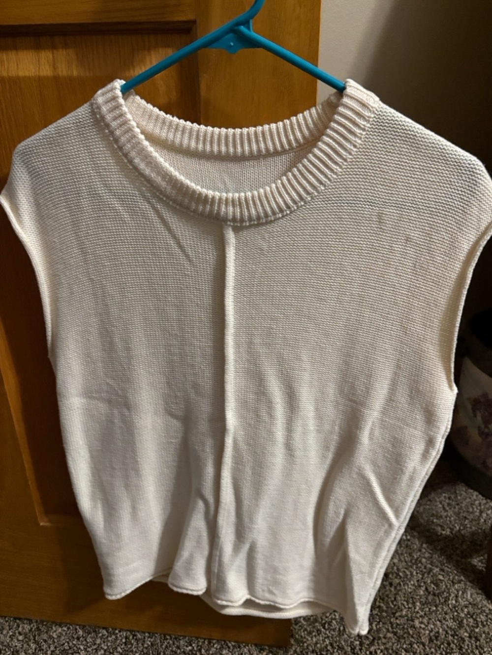 Cream Sleeveless Knit Top